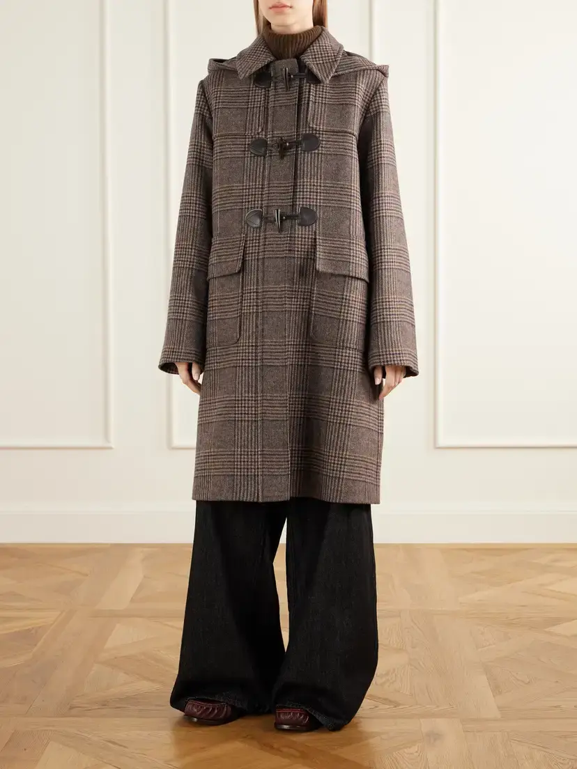 Barbour Melody Leather-trimmed Prince Of Wales Checked Wool-blend Woven Coat | Thumbnail 3 Barbour Melody Leather-trimmed Prince Of Wales Checked Wool-blend Woven Coat | Thumbnail 3