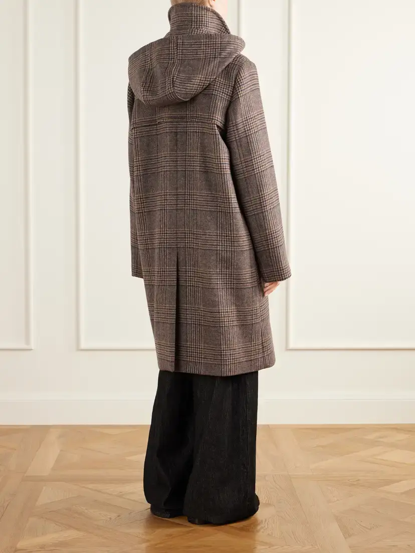 Barbour Melody Leather-trimmed Prince Of Wales Checked Wool-blend Woven Coat | Thumbnail 4 Barbour Melody Leather-trimmed Prince Of Wales Checked Wool-blend Woven Coat | Thumbnail 4