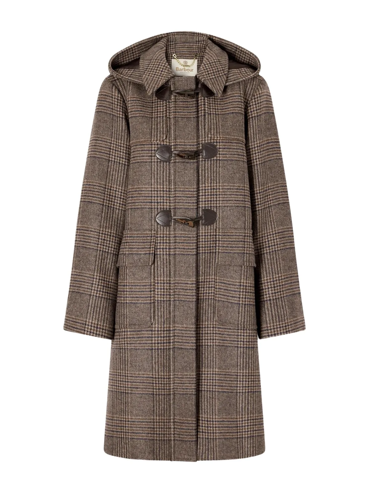 Barbour Melody Leather-trimmed Prince Of Wales Checked Wool-blend Woven Coat