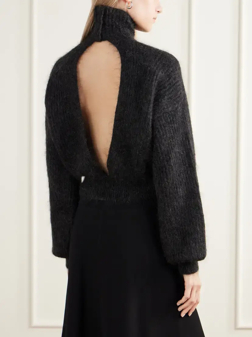 Max Mara Adorno Open-back Cropped Ribbed Mohair-blend Turtleneck Sweater | Thumbnail 3 Max Mara Adorno Open-back Cropped Ribbed Mohair-blend Turtleneck Sweater | Thumbnail 3
