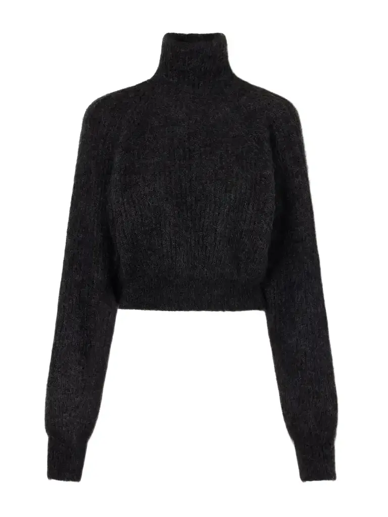 Max Mara Adorno Open-back Cropped Ribbed Mohair-blend Turtleneck Sweater