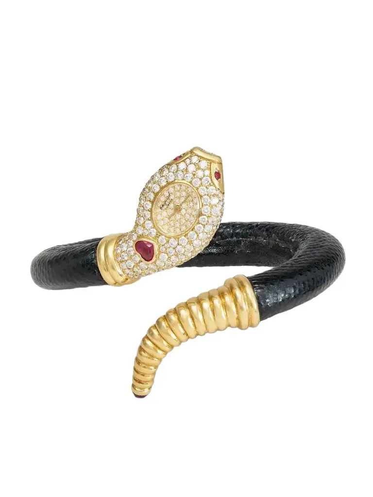 Stephanie Windsor + Chopard Vintage 1990s Snake 18-karat Gold, Ruby And Diamond Watch, Ref. 5199 (6'' Wrist)