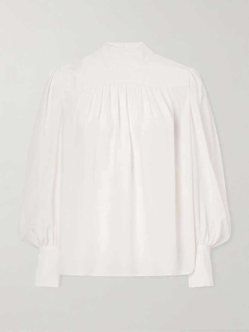 Veronica Beard Brooks Gathered Crepe De Chine Blouse