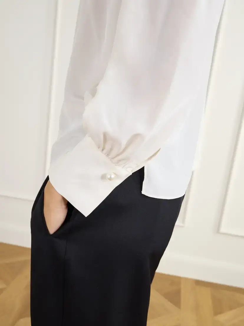Veronica Beard Brooks Gathered Crepe De Chine Blouse | Thumbnail 5 Veronica Beard Brooks Gathered Crepe De Chine Blouse | Thumbnail 5