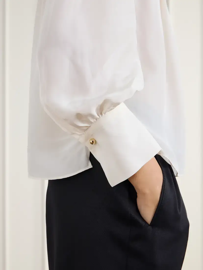 Veronica Beard Brooks Gathered Crepe De Chine Blouse | Thumbnail 6 Veronica Beard Brooks Gathered Crepe De Chine Blouse | Thumbnail 6