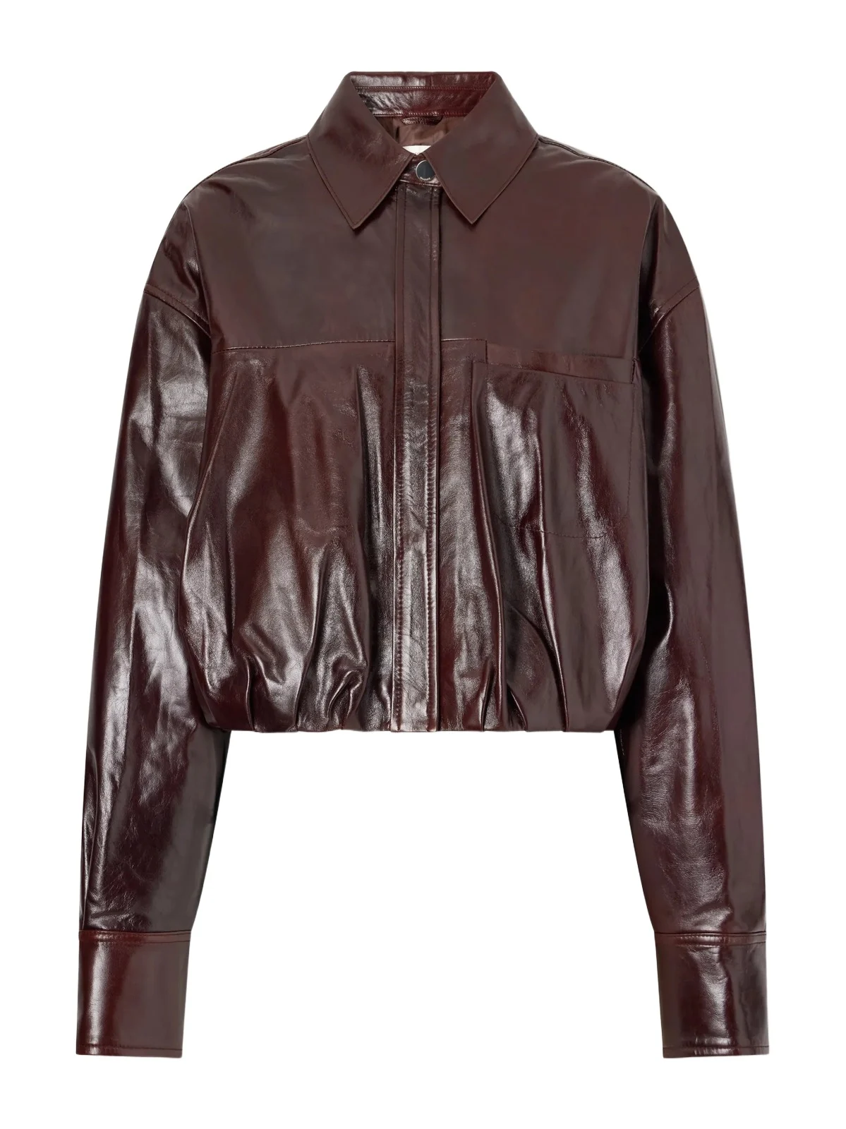 Liuti Cropped Gathered Leather Biker Jacket