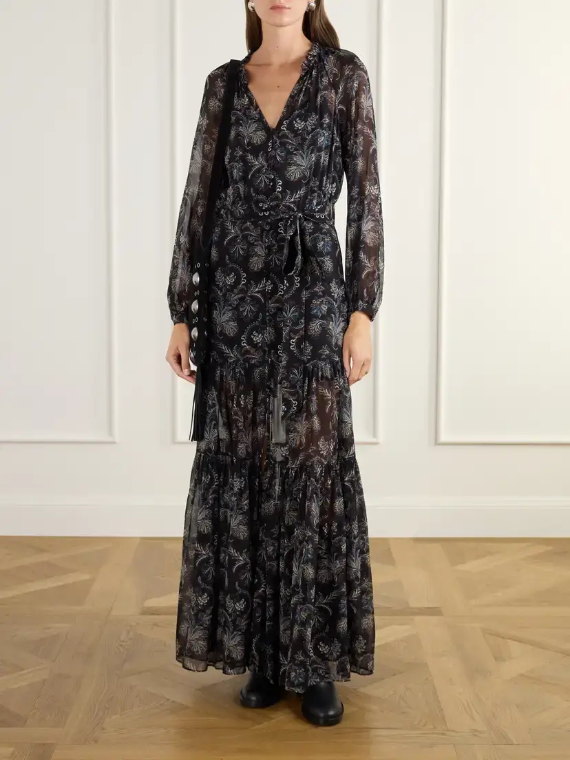 Veronica Beard Isra Belted Gathered Paisley-print Silk-georgette Maxi Dress | Thumbnail 2 Veronica Beard Isra Belted Gathered Paisley-print Silk-georgette Maxi Dress | Thumbnail 2