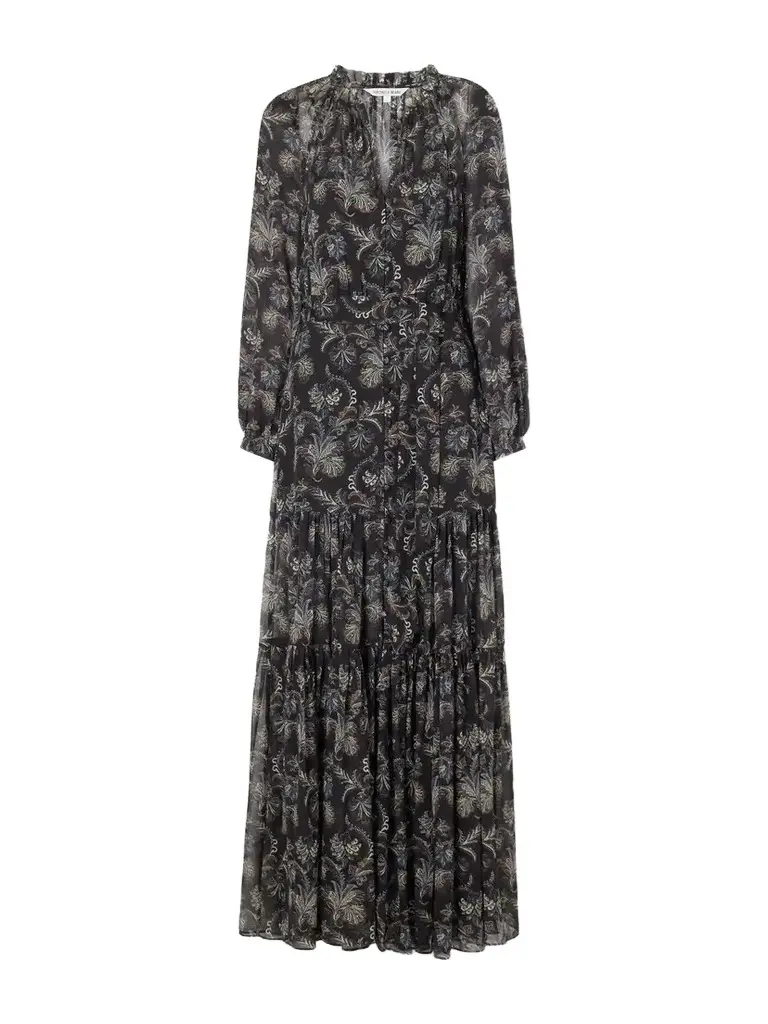 Veronica Beard Isra Belted Gathered Paisley-print Silk-georgette Maxi Dress