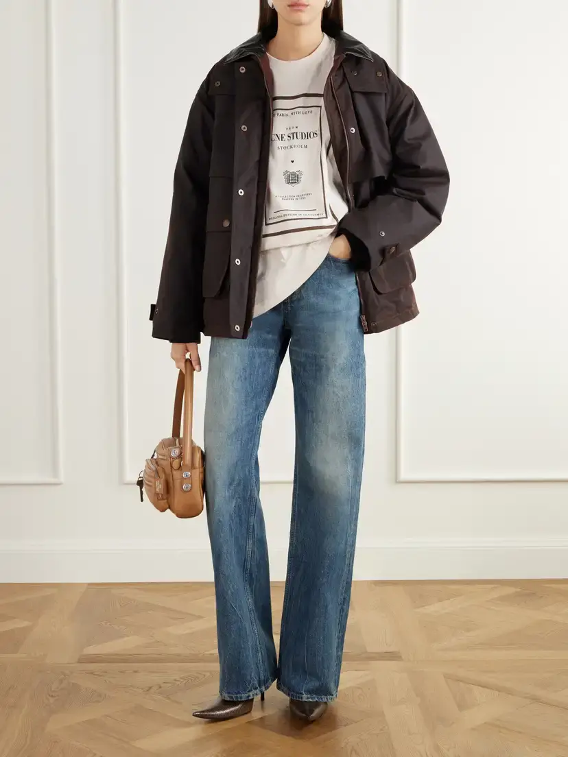 Acne Studios Leather-trimmed Waxed Cotton-canvas Down Jacket | Thumbnail 2