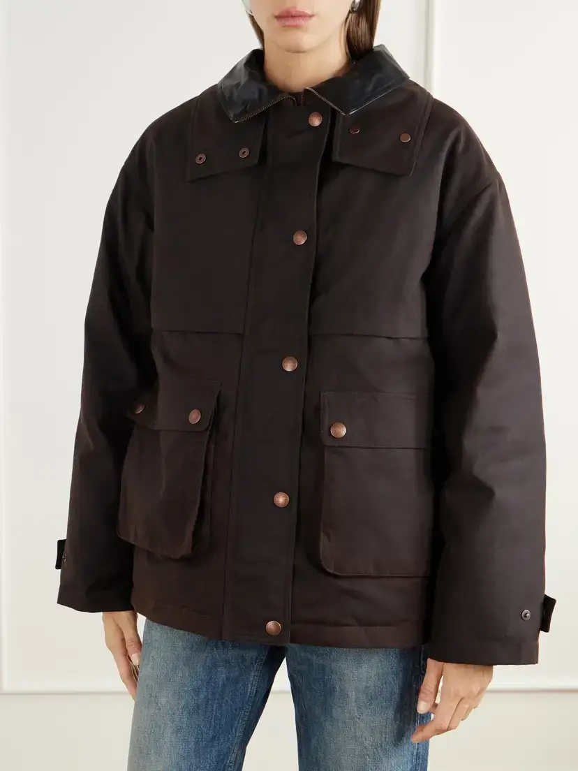 Acne Studios Leather-trimmed Waxed Cotton-canvas Down Jacket | Thumbnail 3