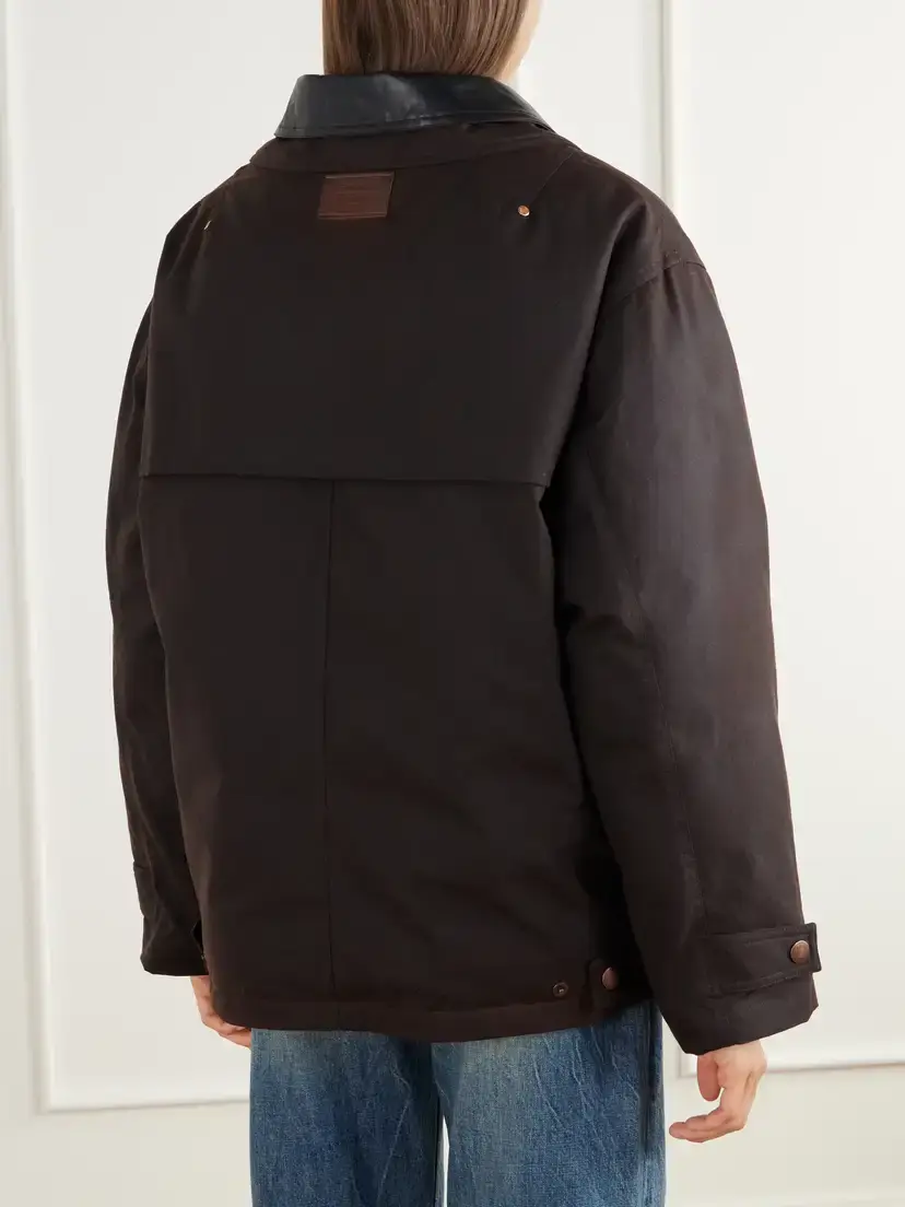 Acne Studios Leather-trimmed Waxed Cotton-canvas Down Jacket | Thumbnail 4