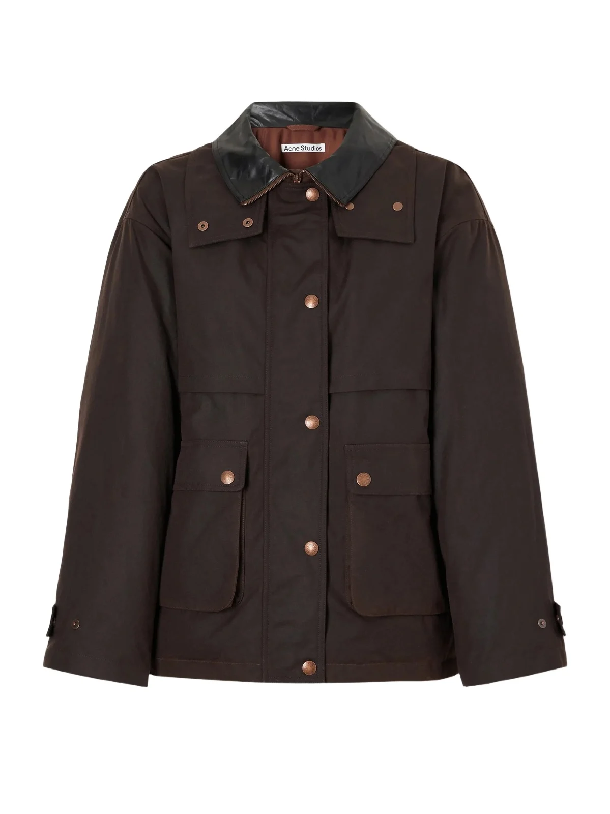 Leather-trimmed Waxed Cotton-canvas Down Jacket