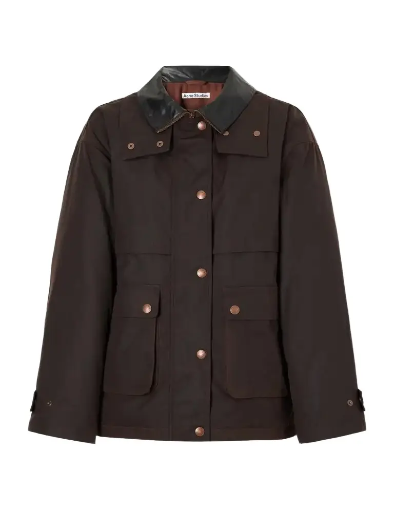 Acne Studios Leather-trimmed Waxed Cotton-canvas Down Jacket