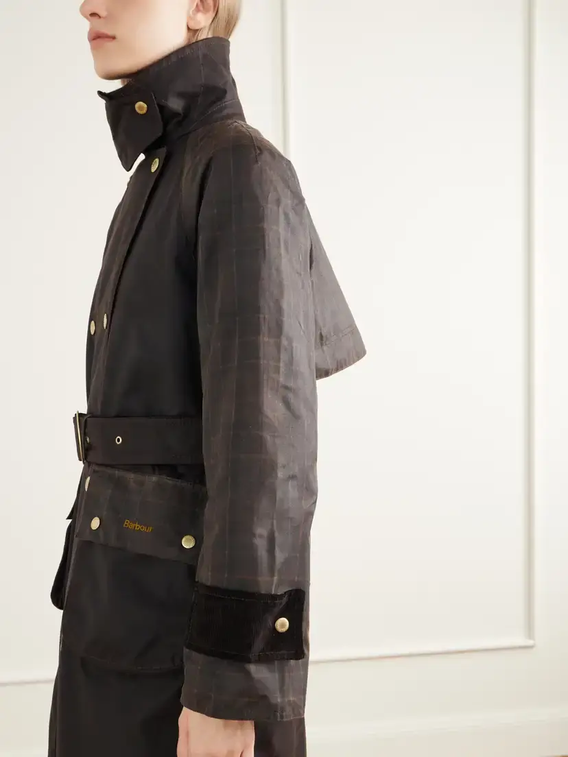 Barbour Elva Double-breasted Belted Corduroy-trimmed Waxed Cotton-canvas Coat | Thumbnail 5 Barbour Elva Double-breasted Belted Corduroy-trimmed Waxed Cotton-canvas Coat | Thumbnail 5