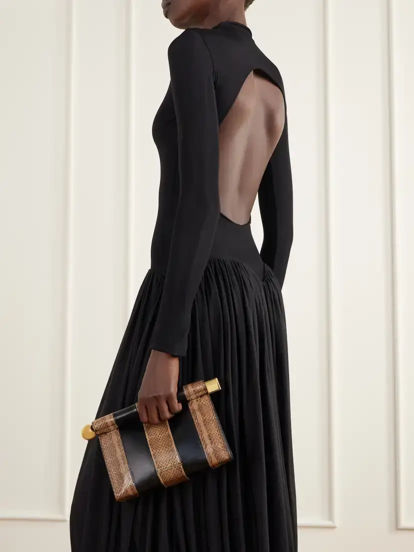 Jacquemus Le Sac Ronde Carré Two-tone Paneled Snake-effect And Leather Clutch - Multi | Thumbnail 2