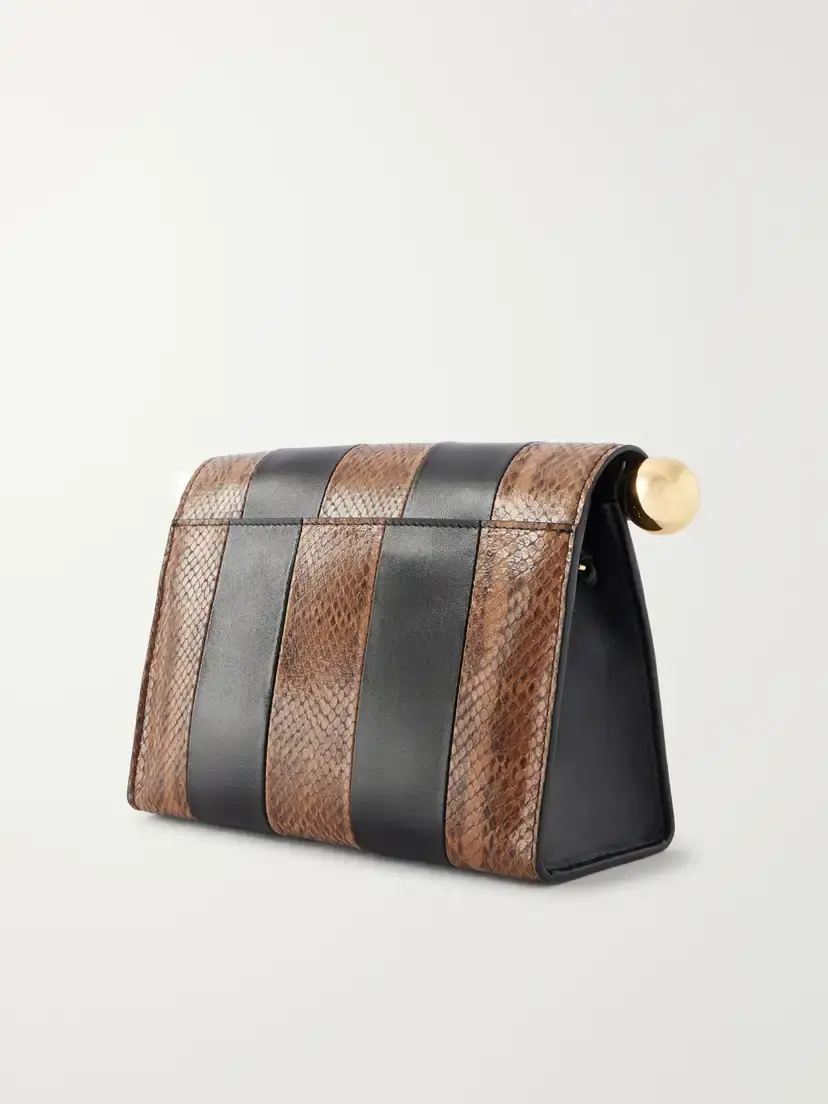Jacquemus Le Sac Ronde Carré Two-tone Paneled Snake-effect And Leather Clutch - Multi | Thumbnail 4