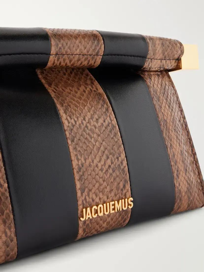 Jacquemus Le Sac Ronde Carré Two-tone Paneled Snake-effect And Leather Clutch - Multi | Thumbnail 5