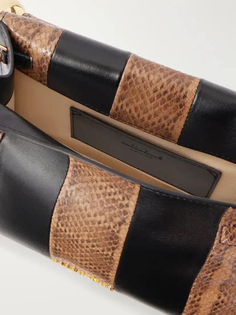 Jacquemus Le Sac Ronde Carré Two-tone Paneled Snake-effect And Leather Clutch - Multi | Thumbnail 6