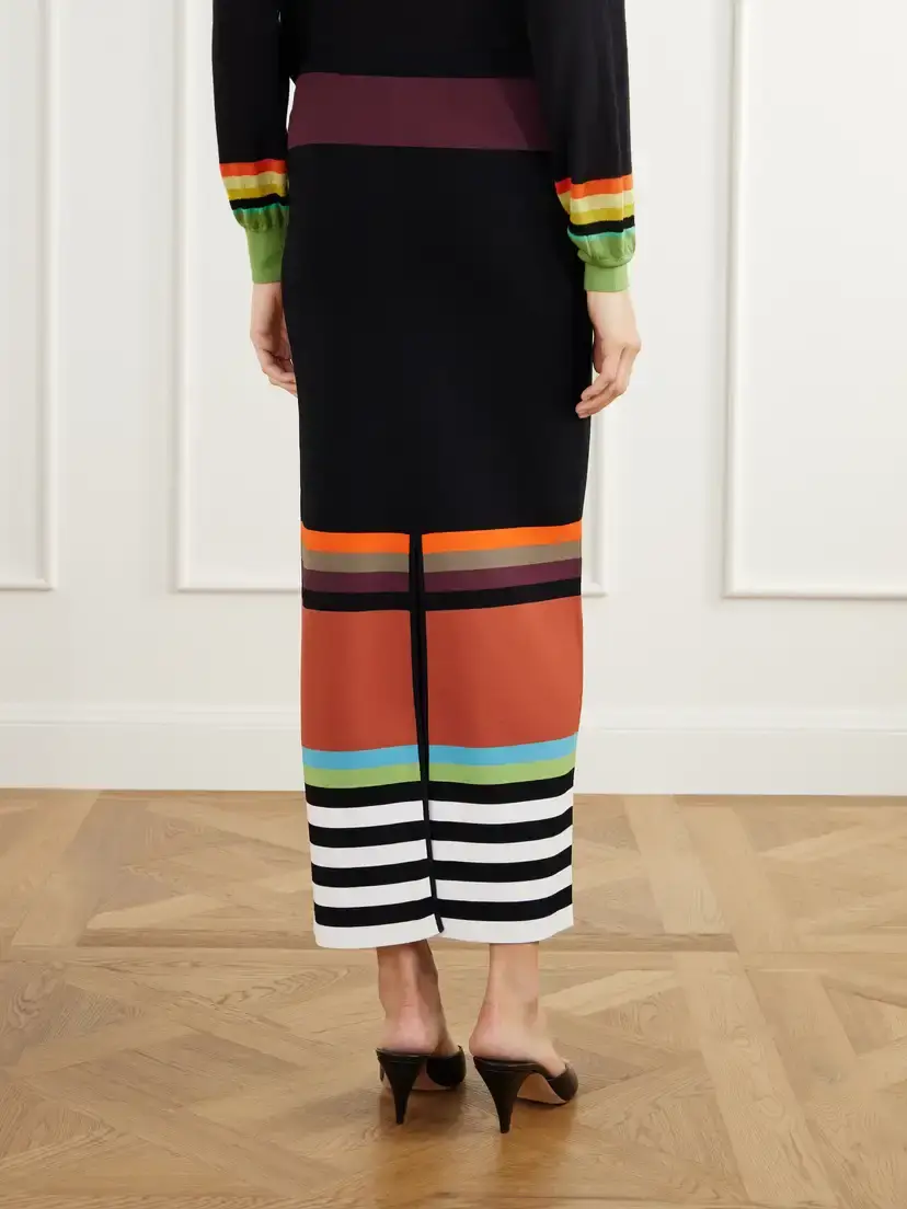 Christopher John Rogers Striped Stretch-jersey Midi Skirt | Thumbnail 3 Christopher John Rogers Striped Stretch-jersey Midi Skirt | Thumbnail 3