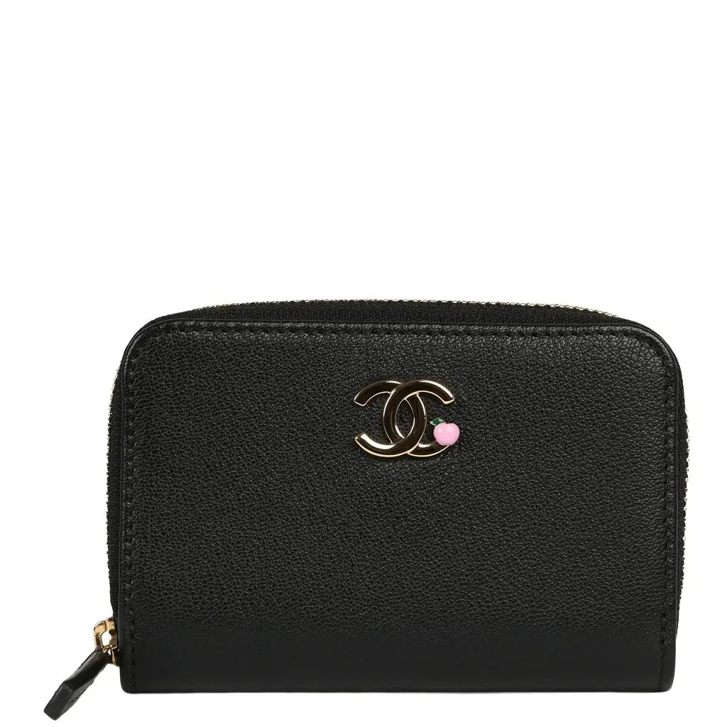 Chanel "Lucky Park" Coin Wallet Black Goatskin Gold Hardware