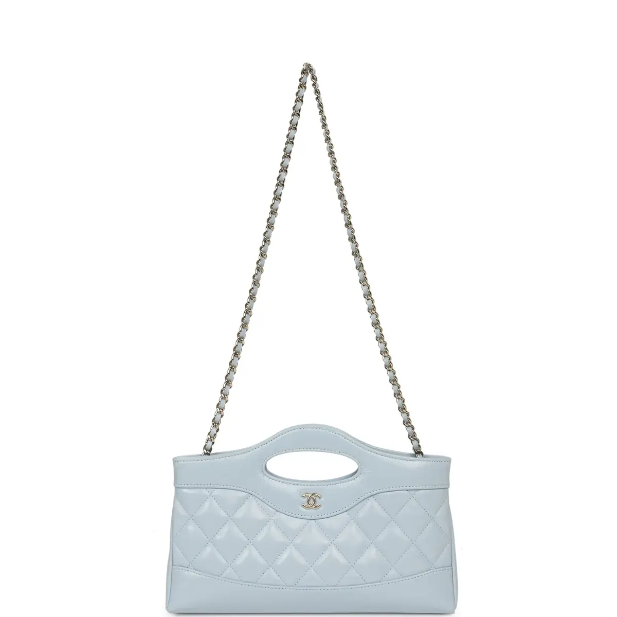 Chanel Chanel 31 Clutch with Chain Light Blue Shiny Lambskin Light Gold Hardware | Thumbnail 6