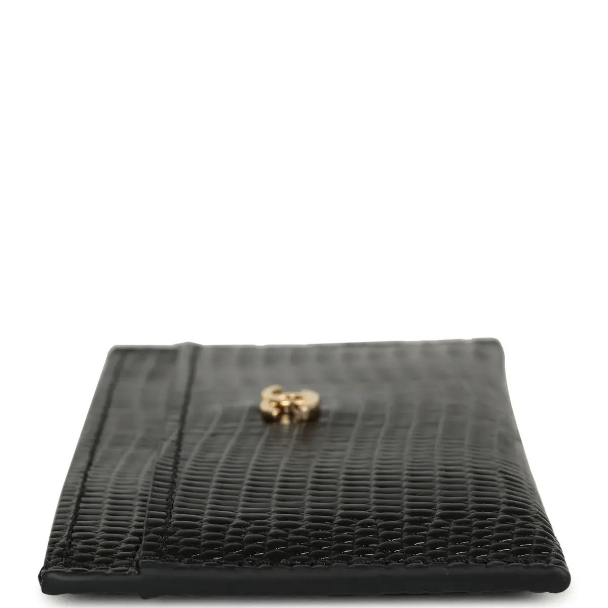 Chanel Chanel CC Card Holder Wallet Black Lizard Embossed Calfskin Gold Hardware | Thumbnail 5