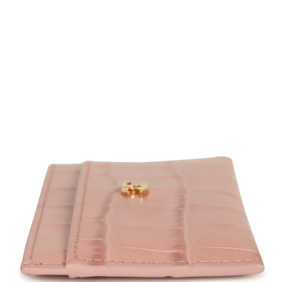 Chanel Chanel CC Card Holder Wallet Pink Croc Embossed Calfskin Gold Hardware | Thumbnail 5