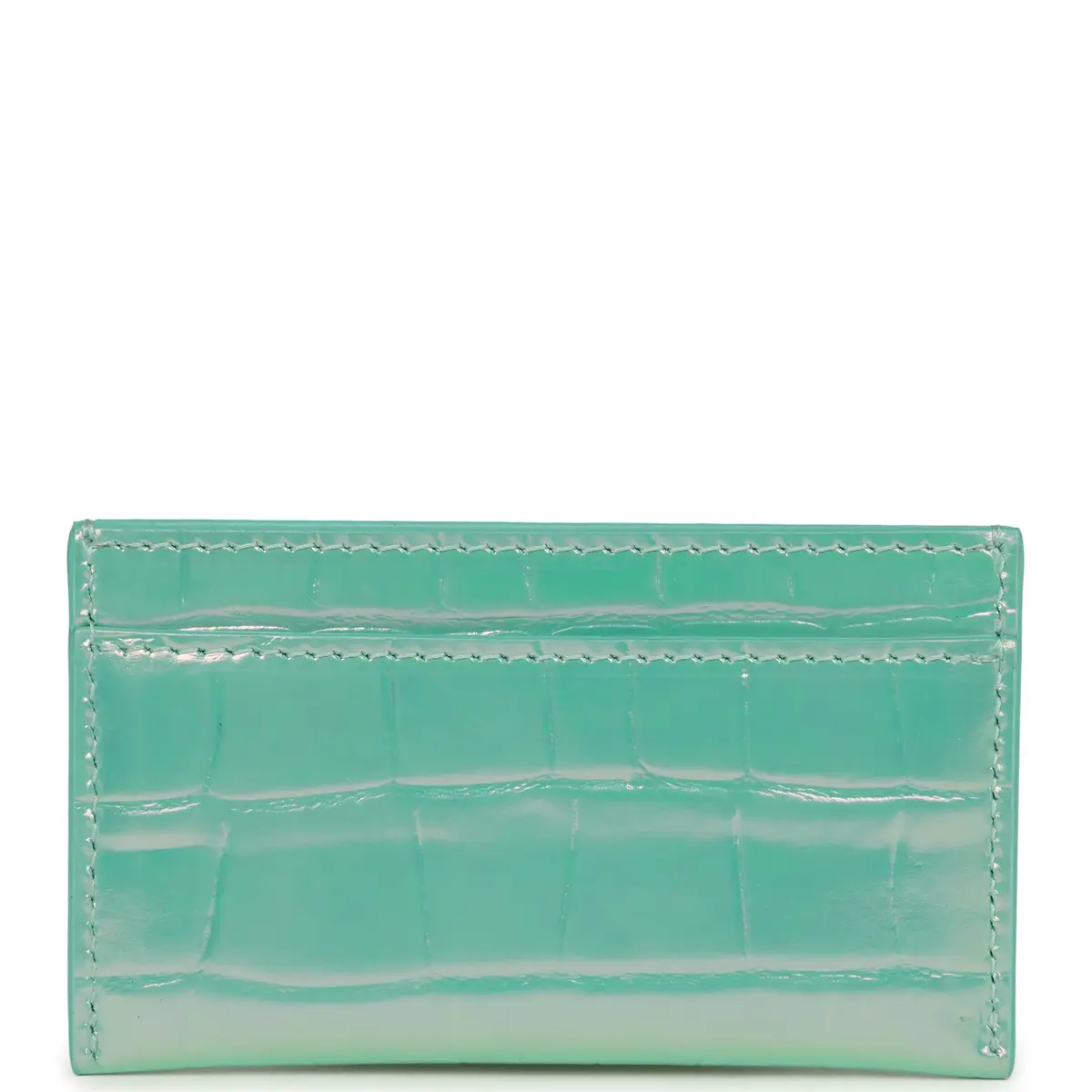 Chanel Chanel CC Card Holder Wallet Turquoise Iridescent Croc Embossed Calfskin Gold Hardware | Thumbnail 4