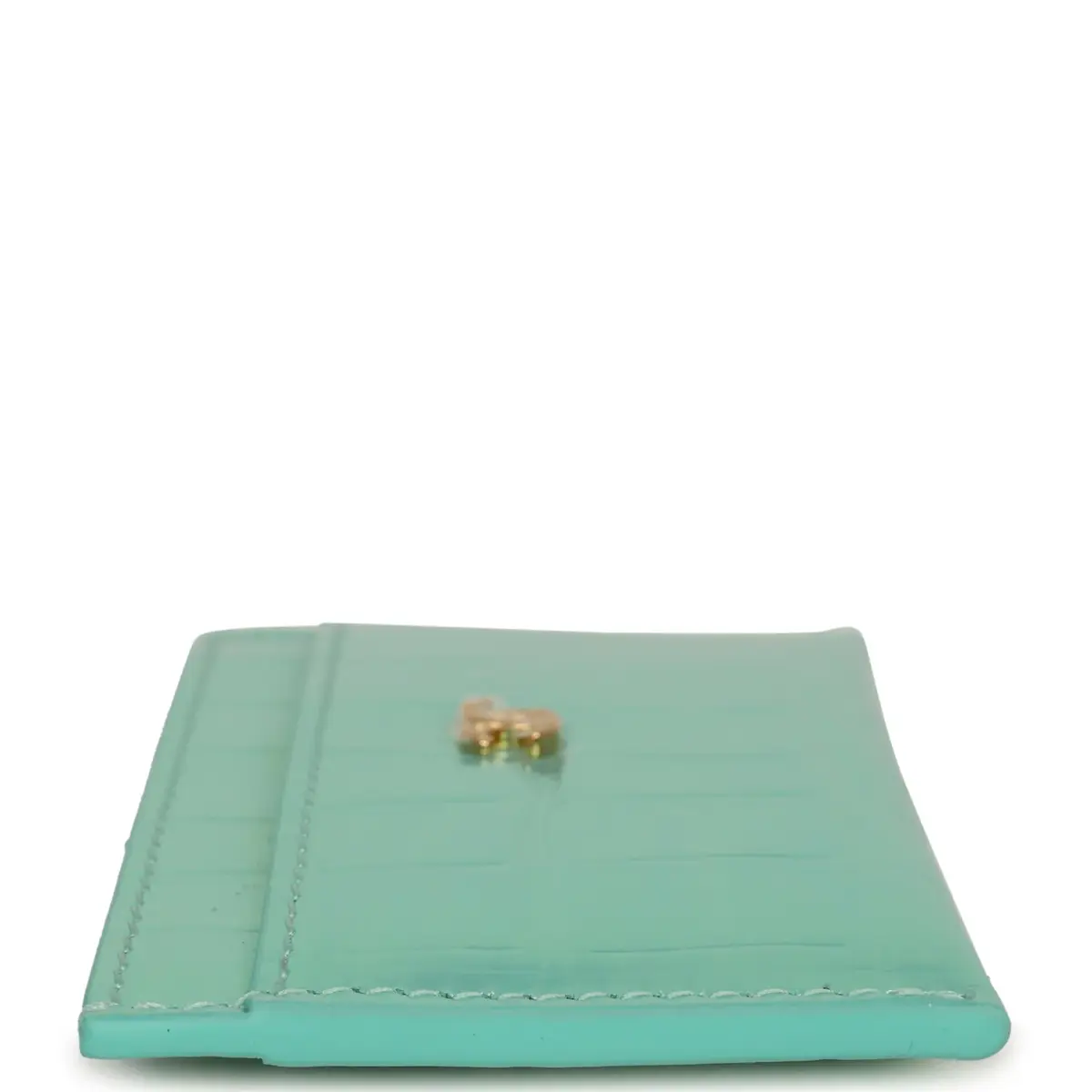 Chanel Chanel CC Card Holder Wallet Turquoise Iridescent Croc Embossed Calfskin Gold Hardware | Thumbnail 5