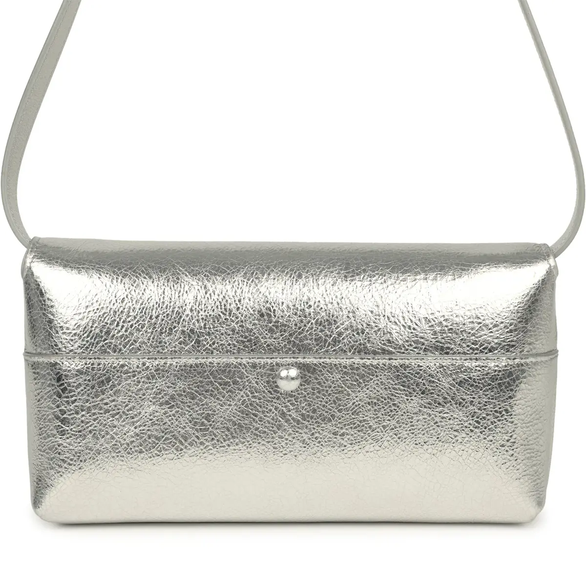 Chanel Chanel Clutch Bag with Leather Strap Silver Metallic Calfskin Gold Hardware | Thumbnail 4 Chanel Chanel Clutch Bag with Leather Strap Silver Metallic Calfskin Gold Hardware | Thumbnail 4