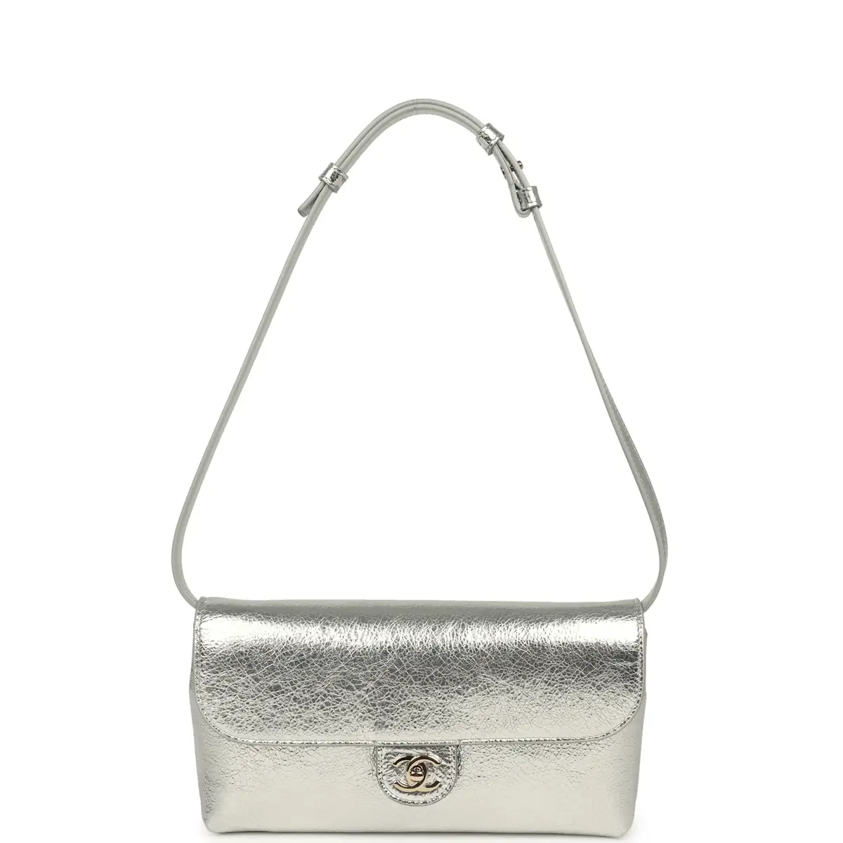 Chanel Chanel Clutch Bag with Leather Strap Silver Metallic Calfskin Gold Hardware | Thumbnail 6 Chanel Chanel Clutch Bag with Leather Strap Silver Metallic Calfskin Gold Hardware | Thumbnail 6