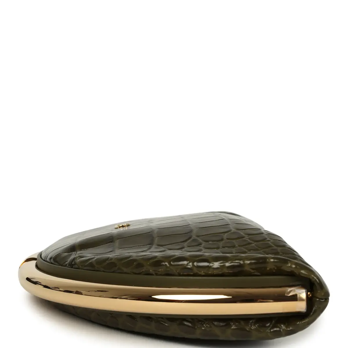 Chanel Chanel Half Moon Clutch Bag Khaki Croc Embossed Calfskin Gold Hardware | Thumbnail 3 Chanel Chanel Half Moon Clutch Bag Khaki Croc Embossed Calfskin Gold Hardware | Thumbnail 3