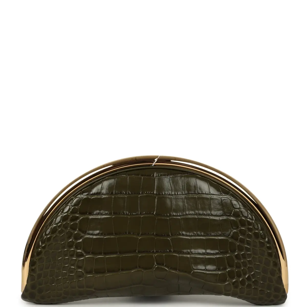 Chanel Chanel Half Moon Clutch Bag Khaki Croc Embossed Calfskin Gold Hardware | Thumbnail 4 Chanel Chanel Half Moon Clutch Bag Khaki Croc Embossed Calfskin Gold Hardware | Thumbnail 4