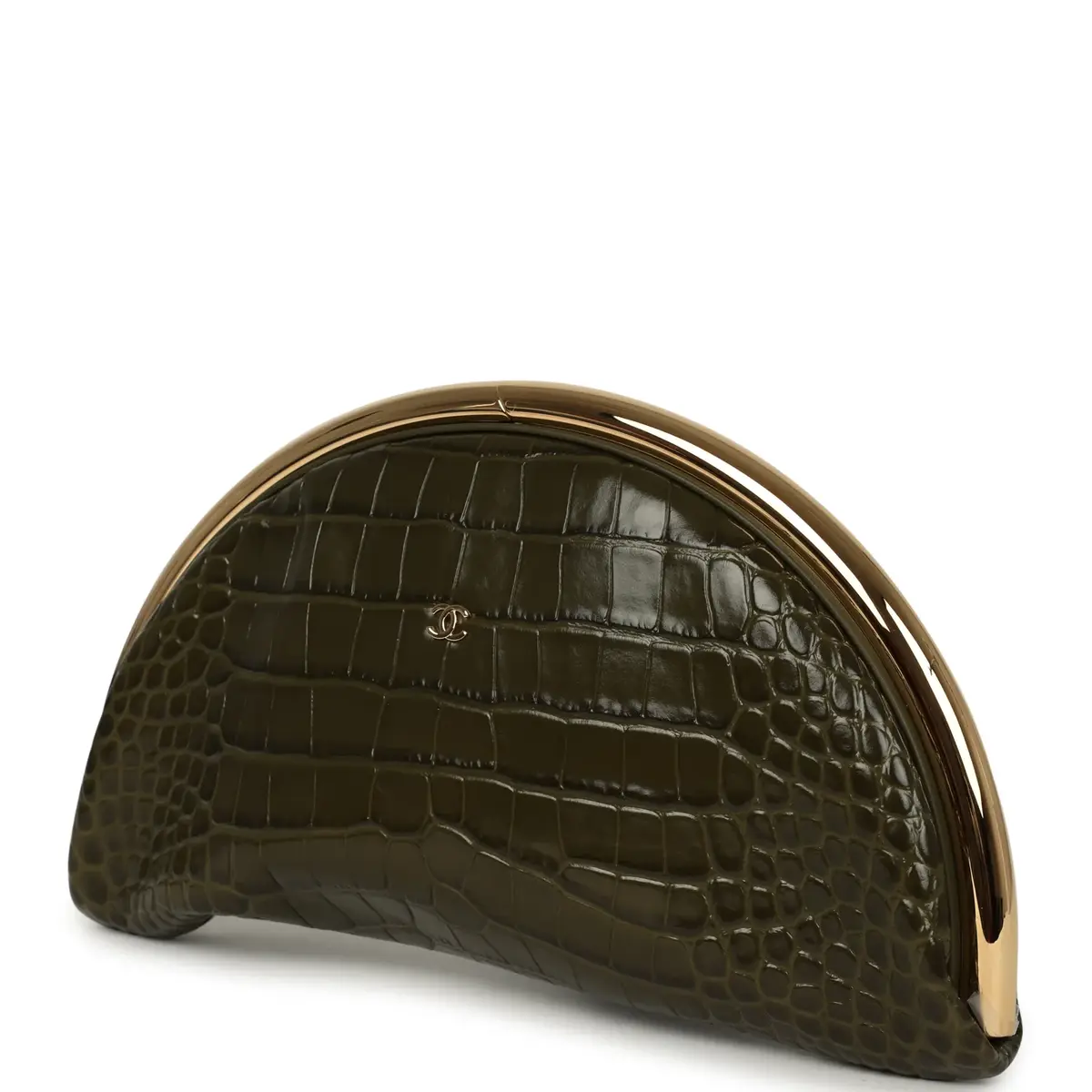 Chanel Chanel Half Moon Clutch Bag Khaki Croc Embossed Calfskin Gold Hardware | Thumbnail 5 Chanel Chanel Half Moon Clutch Bag Khaki Croc Embossed Calfskin Gold Hardware | Thumbnail 5