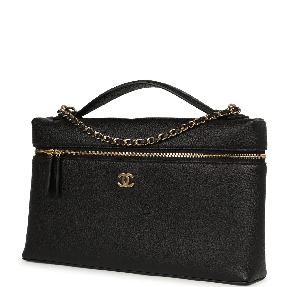 Chanel Chanel Large "Supple" Trapeze Top Handle Long Vanity Case with Chain Black Grained Calfskin Gold Hardware | Thumbnail 5 Chanel Chanel Large "Supple" Trapeze Top Handle Long Vanity Case with Chain Black Grained Calfskin Gold Hardware | Thumbnail 5
