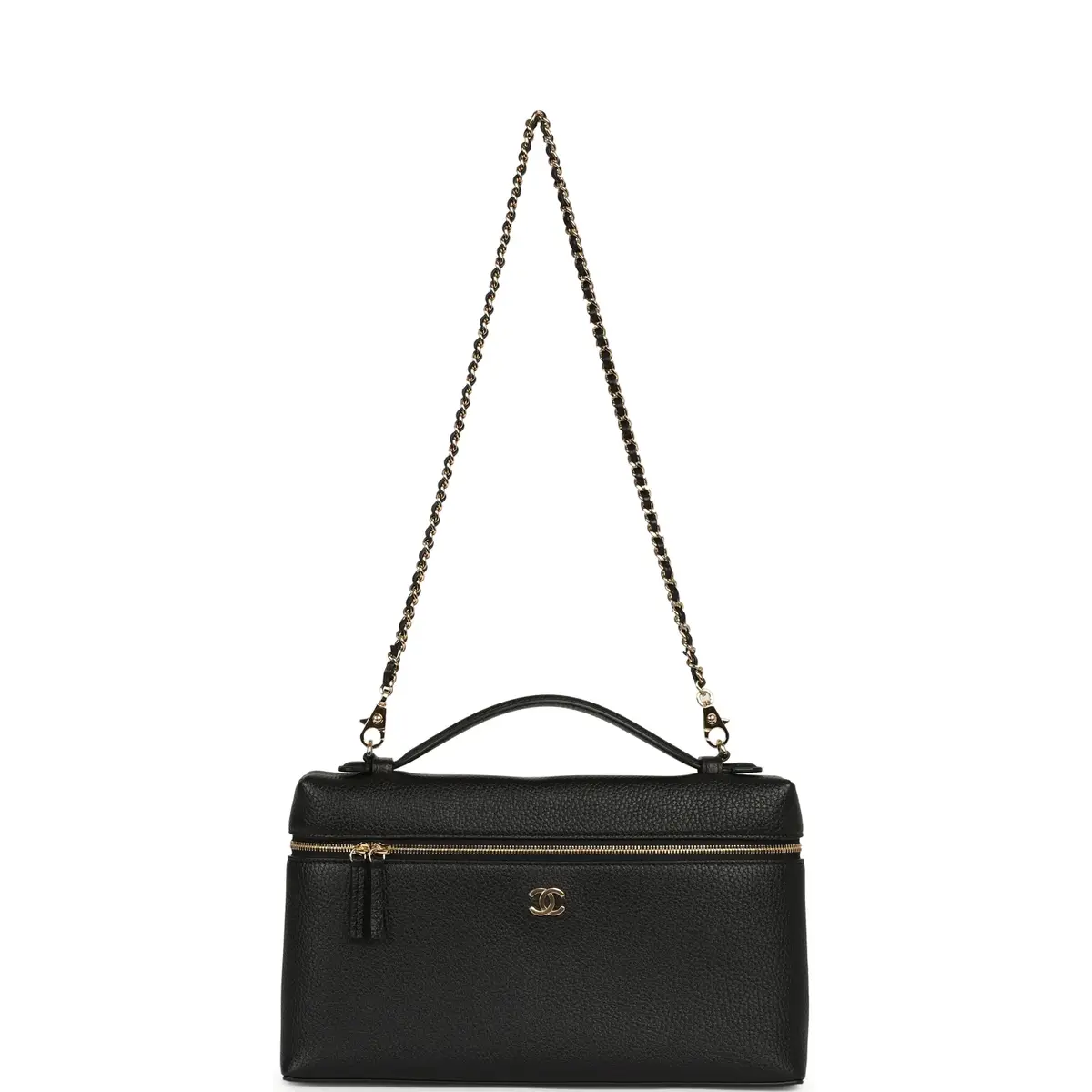 Chanel Chanel Large "Supple" Trapeze Top Handle Long Vanity Case with Chain Black Grained Calfskin Gold Hardware | Thumbnail 7 Chanel Chanel Large "Supple" Trapeze Top Handle Long Vanity Case with Chain Black Grained Calfskin Gold Hardware | Thumbnail 7