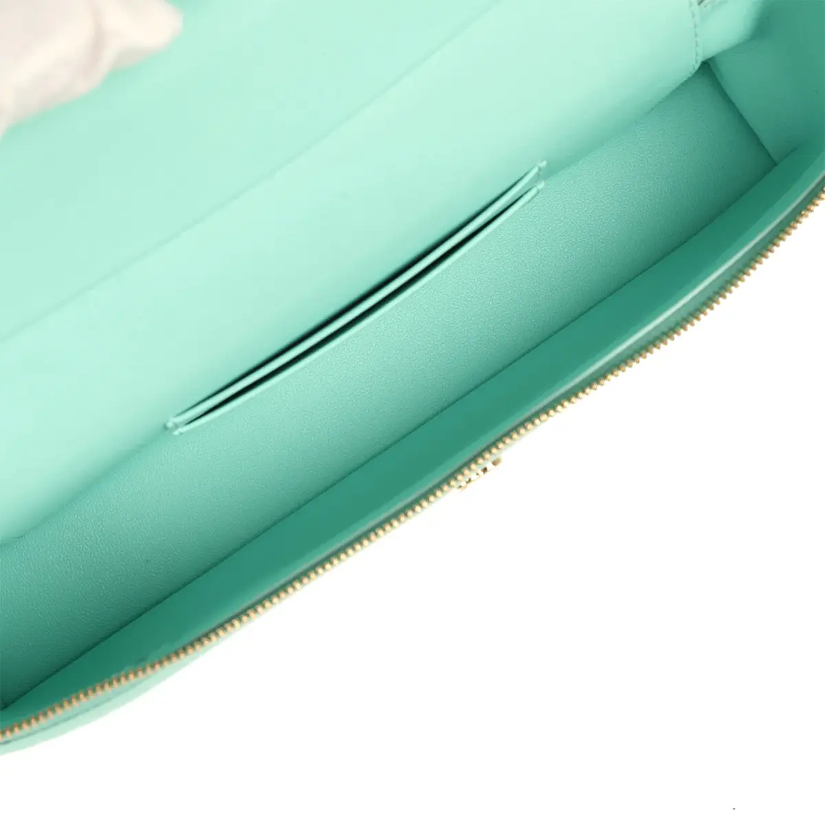 Chanel Chanel Large East West Top Handle Long Vanity Case with Chain Turquoise Iridescent Embossed Croc Calfskin Gold Hardware | Thumbnail 8 Chanel Chanel Large East West Top Handle Long Vanity Case with Chain Turquoise Iridescent Embossed Croc Calfskin Gold Hardware | Thumbnail 8