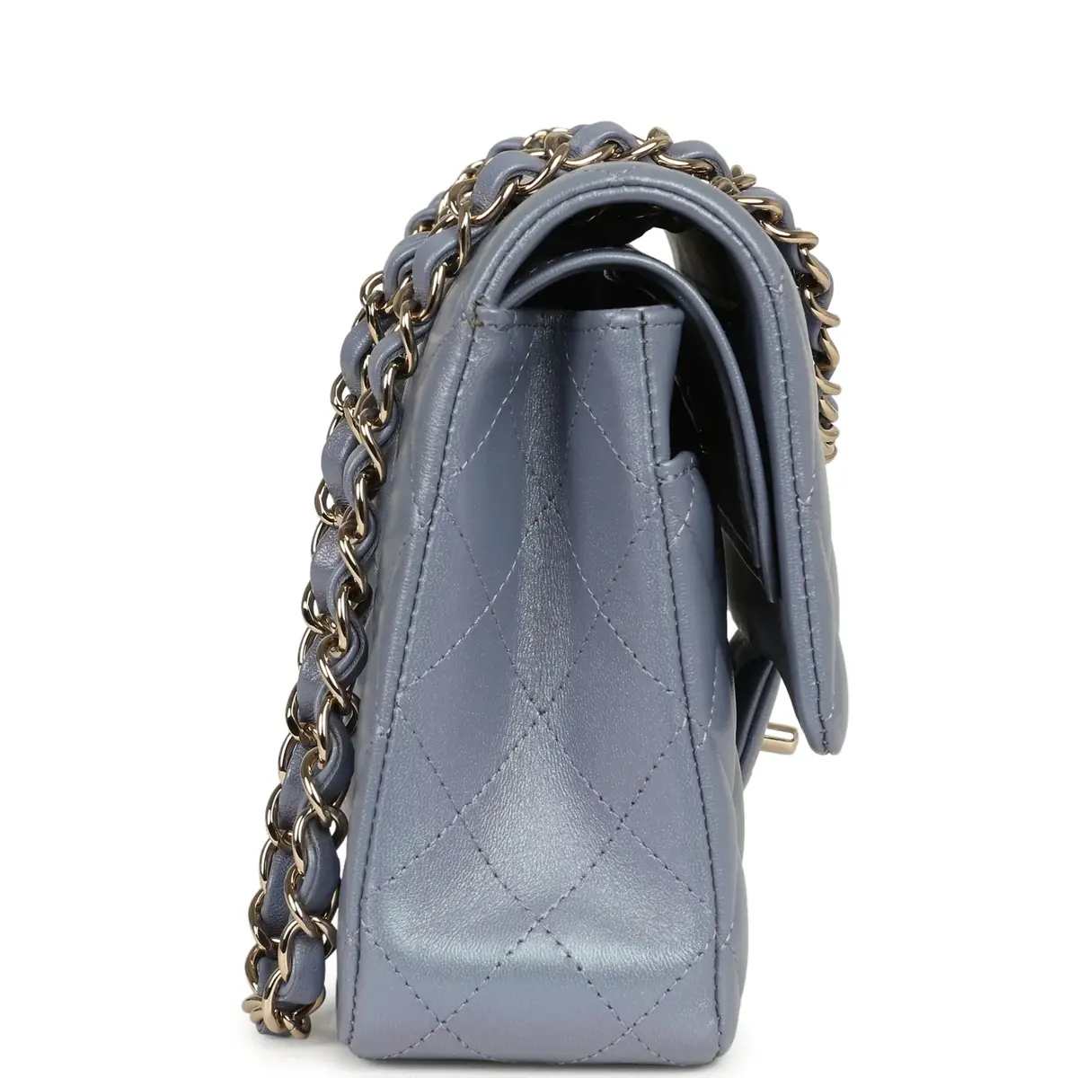 Chanel Chanel Medium Classic Double Flap Bag Purple Iridescent Lambskin Light Gold Hardware | Thumbnail 3