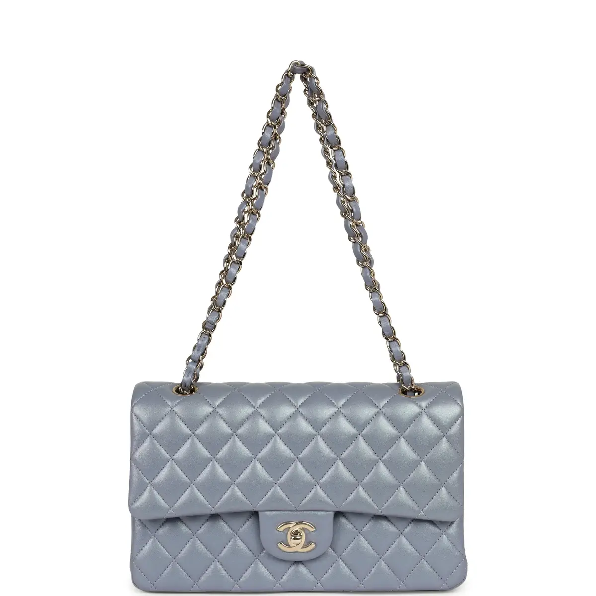 Chanel Chanel Medium Classic Double Flap Bag Purple Iridescent Lambskin Light Gold Hardware | Thumbnail 7