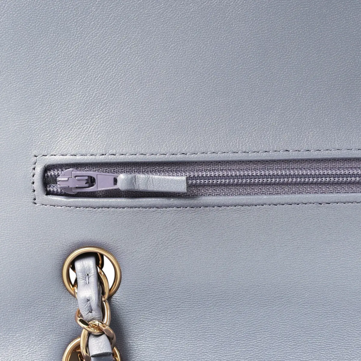 Chanel Chanel Medium Classic Double Flap Bag Purple Iridescent Lambskin Light Gold Hardware | Thumbnail 8