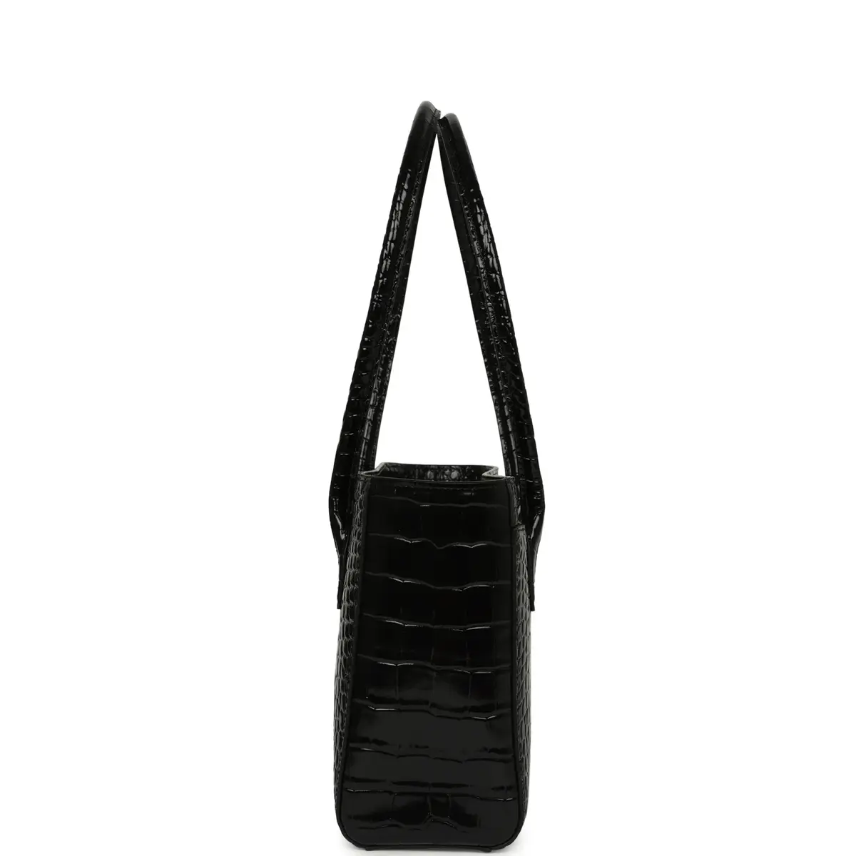 Chanel Chanel Mini Cerf Shopping Bag Black Croc Embossed Calfskin Gold Hardware | Thumbnail 3
