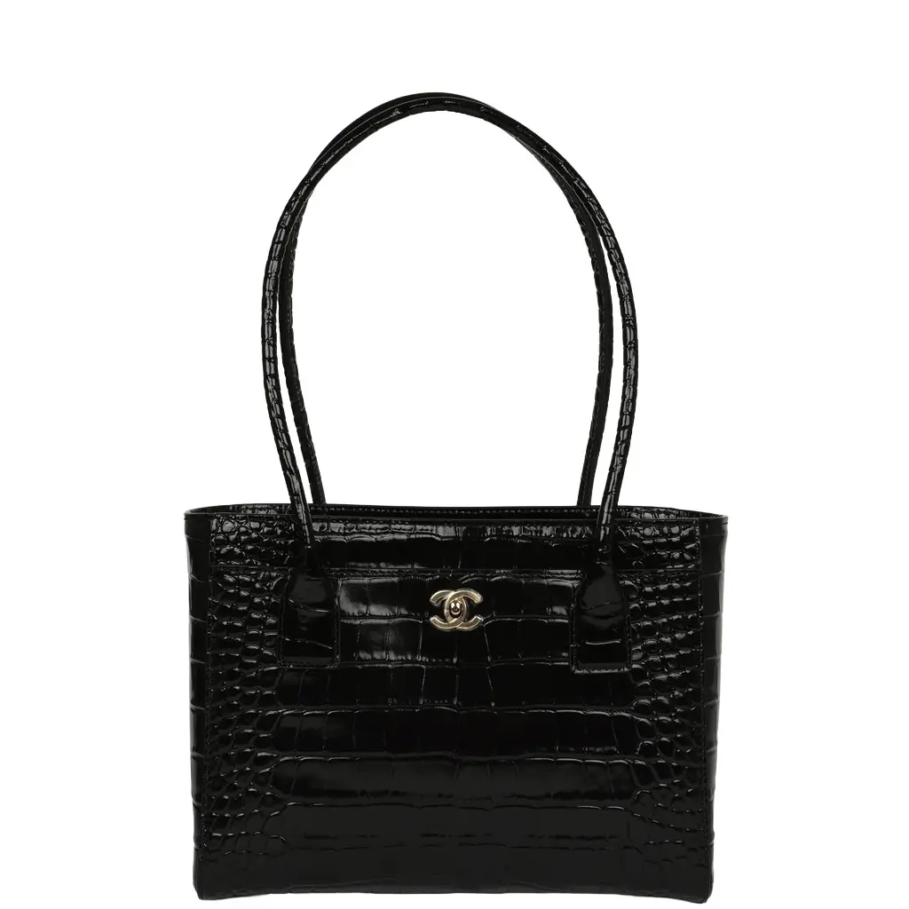 Chanel Mini Cerf Shopping Bag Black Croc Embossed Calfskin Gold Hardware Chanel Mini Cerf Shopping Bag Black Croc Embossed Calfskin Gold Hardware