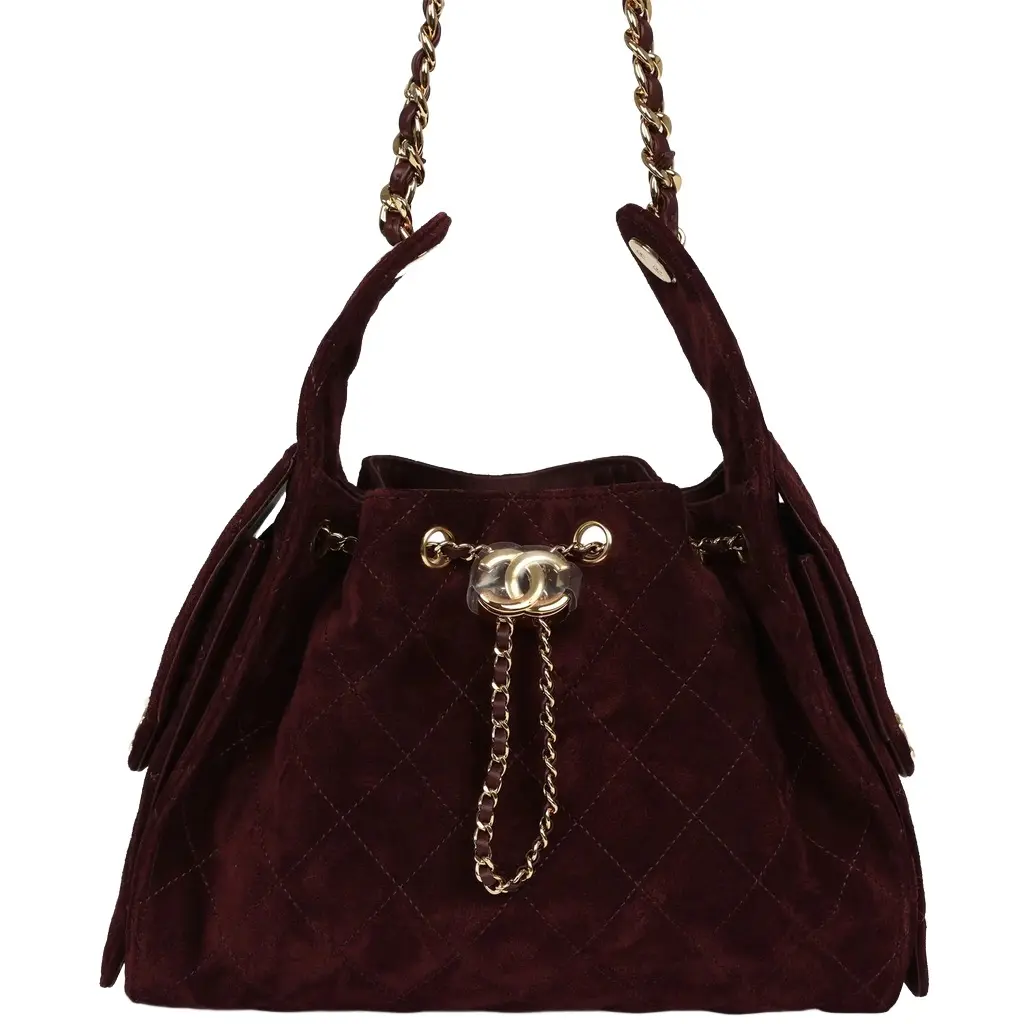 Chanel Chanel Small 25 Hobo Bag Burgundy Suede Gold Hardware