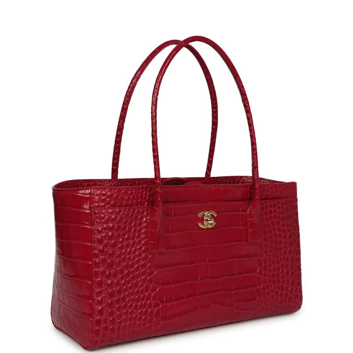 Chanel Chanel Small Cerf Shopping Bag Fuchsia Croc Embossed Calfskin Gold Hardware | Thumbnail 2
