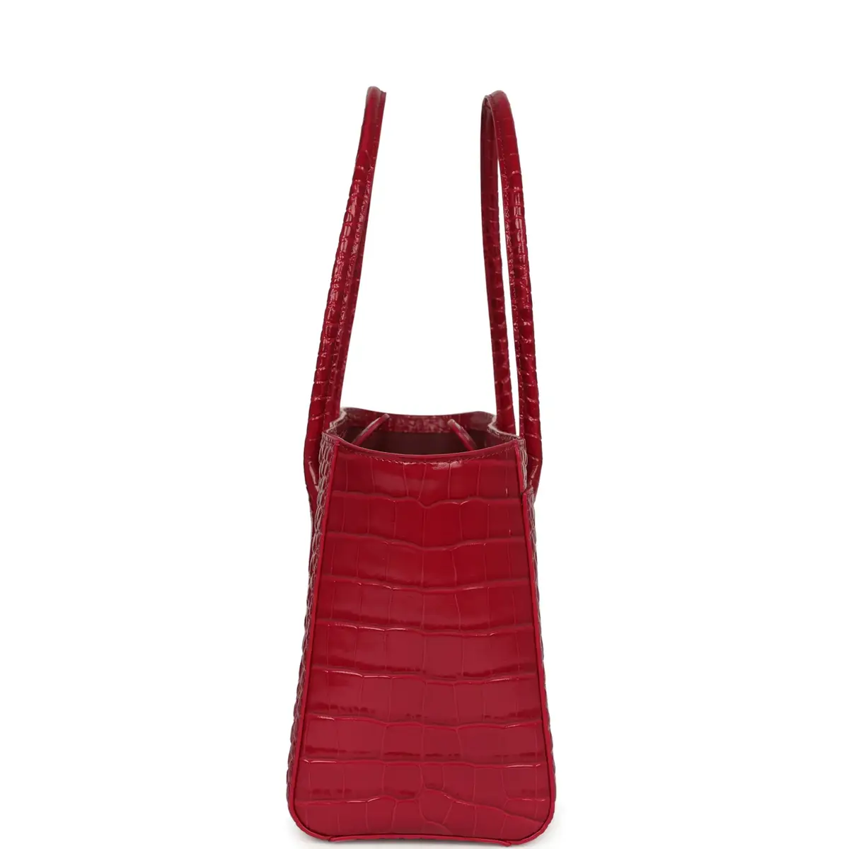 Chanel Chanel Small Cerf Shopping Bag Fuchsia Croc Embossed Calfskin Gold Hardware | Thumbnail 3