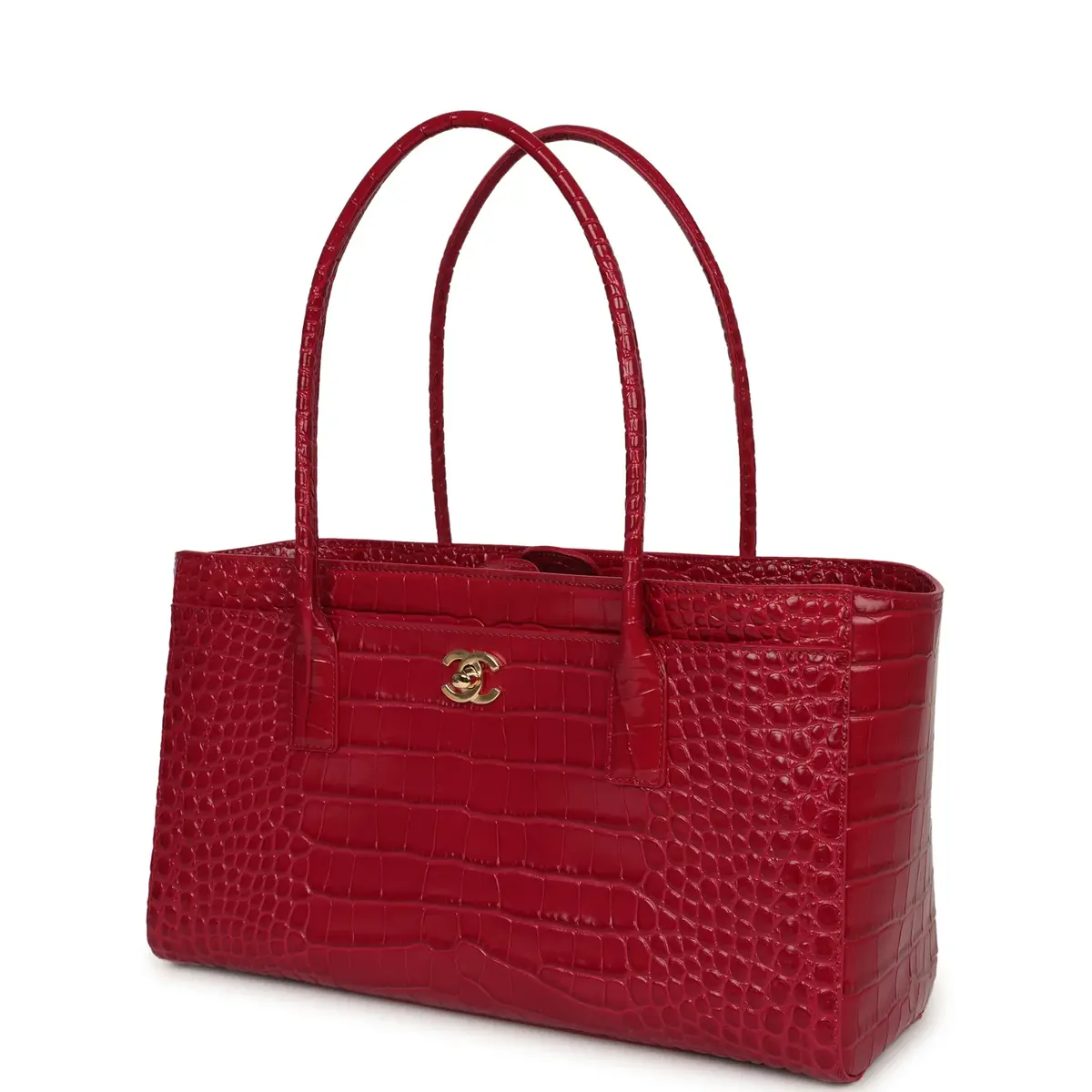 Chanel Chanel Small Cerf Shopping Bag Fuchsia Croc Embossed Calfskin Gold Hardware | Thumbnail 5
