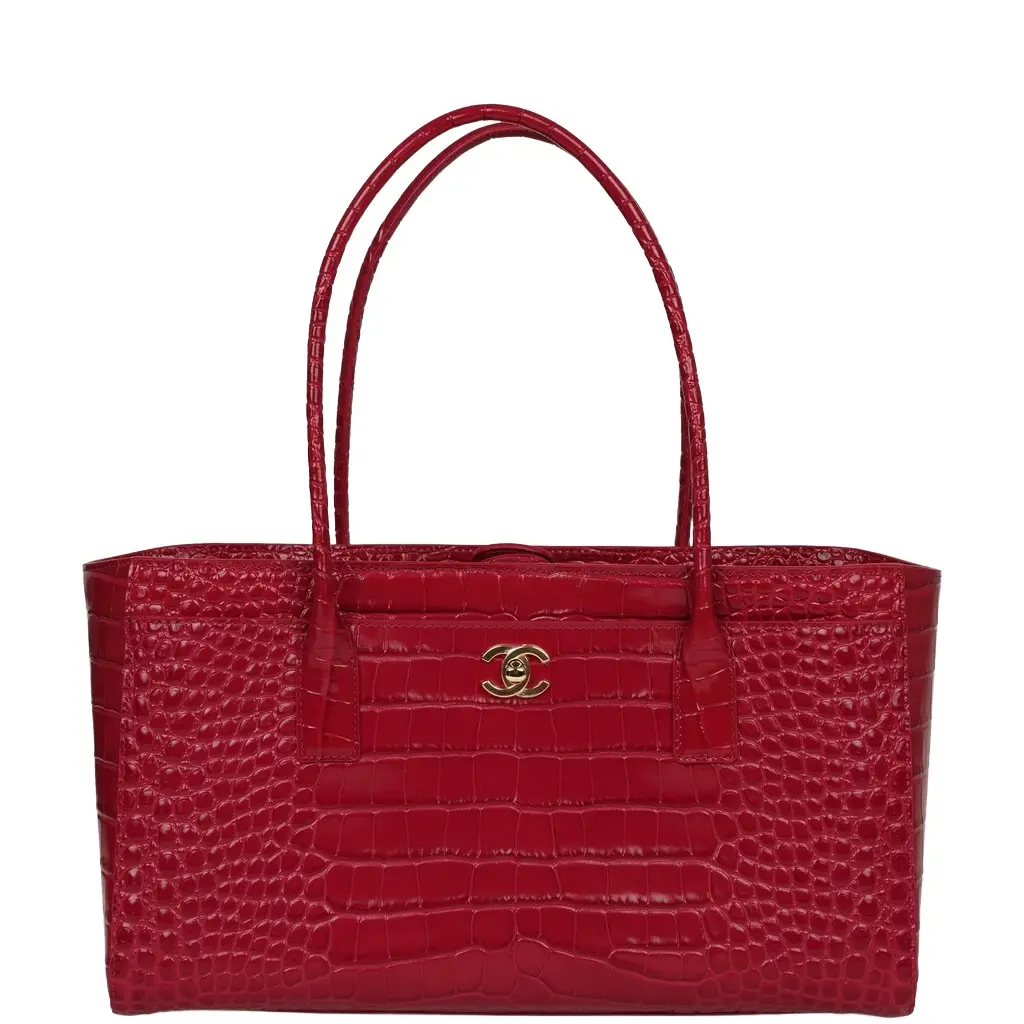 Chanel Small Cerf Shopping Bag Fuchsia Croc Embossed Calfskin Gold Hardware Chanel Small Cerf Shopping Bag Fuchsia Croc Embossed Calfskin Gold Hardware