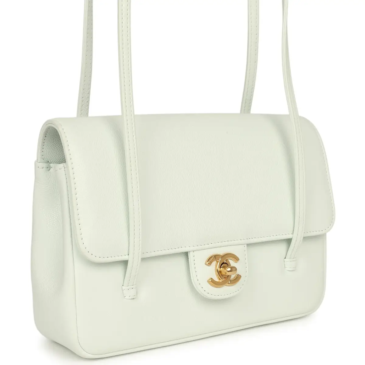 Chanel Chanel Small Preppy Coco Flap Bag Light Blue Shiny Caviar Brushed Gold Hardware | Thumbnail 2
