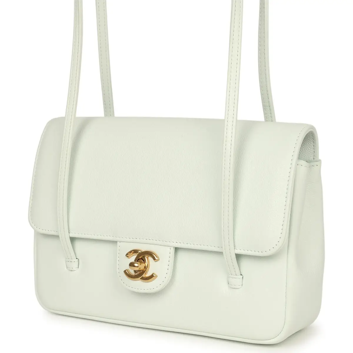 Chanel Chanel Small Preppy Coco Flap Bag Light Blue Shiny Caviar Brushed Gold Hardware | Thumbnail 5