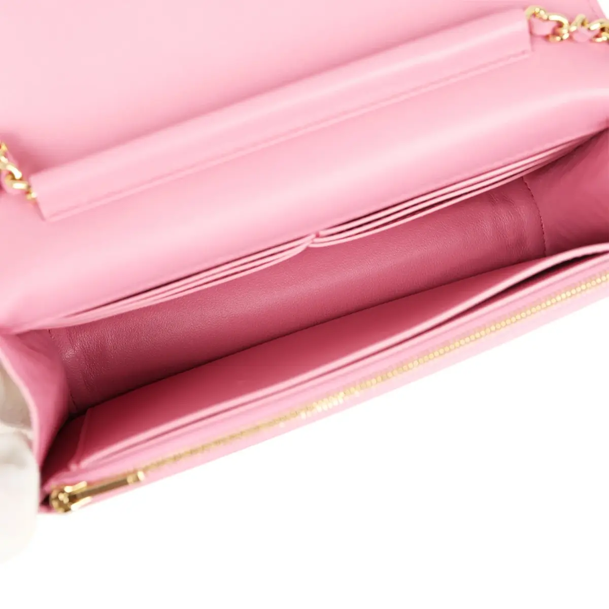 Chanel Chanel Wallet on Chain WOC Pink Iridescent Croc Embossed Calfskin Gold Hardware | Thumbnail 11
